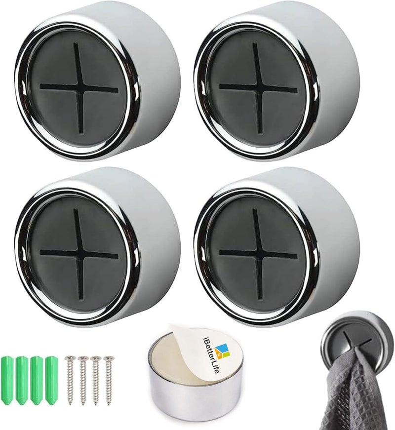 Zezhou iBetterLife Adhesive Towel Holder for Kitchen - 4 Pack Dish Towel Hooks for Cabinet, Push Hand Towel Hanger, Dish Cloth Rag Holder for Home Bathrooms, Kitchens, Garages, RV, Within Easy Reach, Grey - Image 1